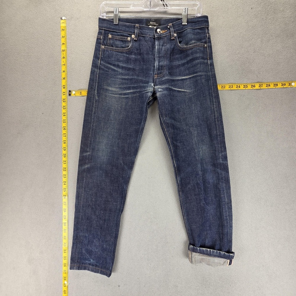 A.P.C. Petit New Standard Jeans Mens 28x26 Blue Selvedge Slim Whiskers Honeycomb